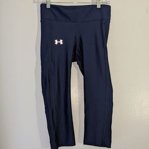 Under Armour, Medium, Dark Blue Capri Compression Leggings, Heatgear, Mileage